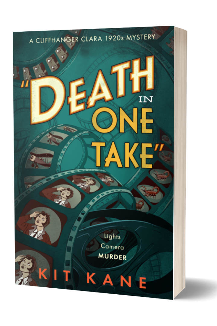 DEATH IN ONE TAKE - A British Cozy Murder Mystery Book by Kit Kane (Cliffhanger Clara Book 1) - Paperback