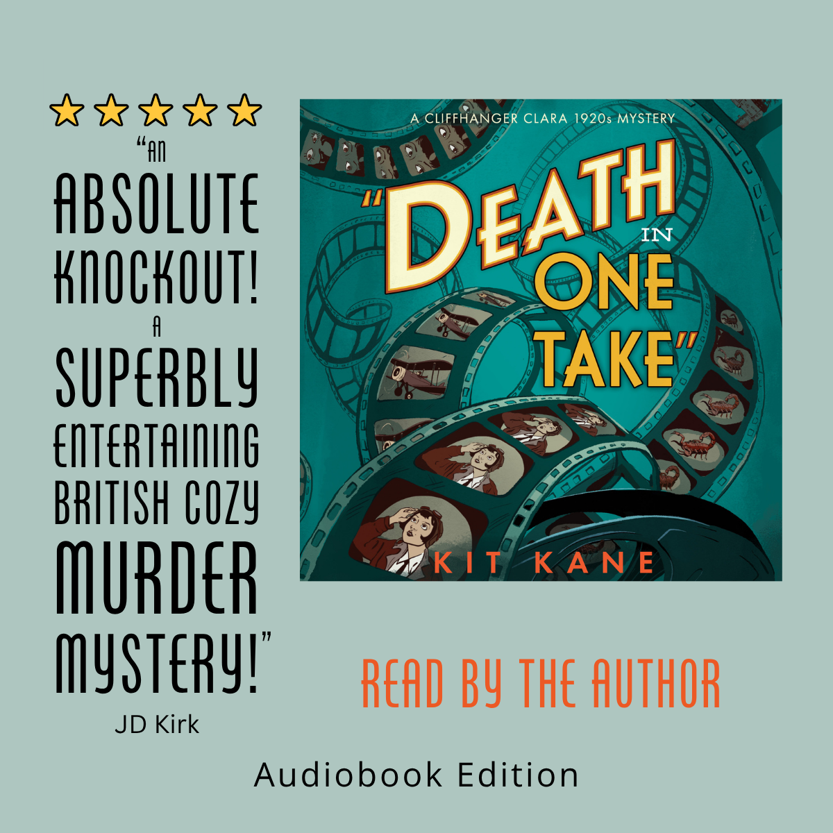 British Cozy Murder Mystery Book Series CLIFFHANGER CLARA - Book 1 - Audiobook - DEATH IN ONE TAKE - Kit Kane